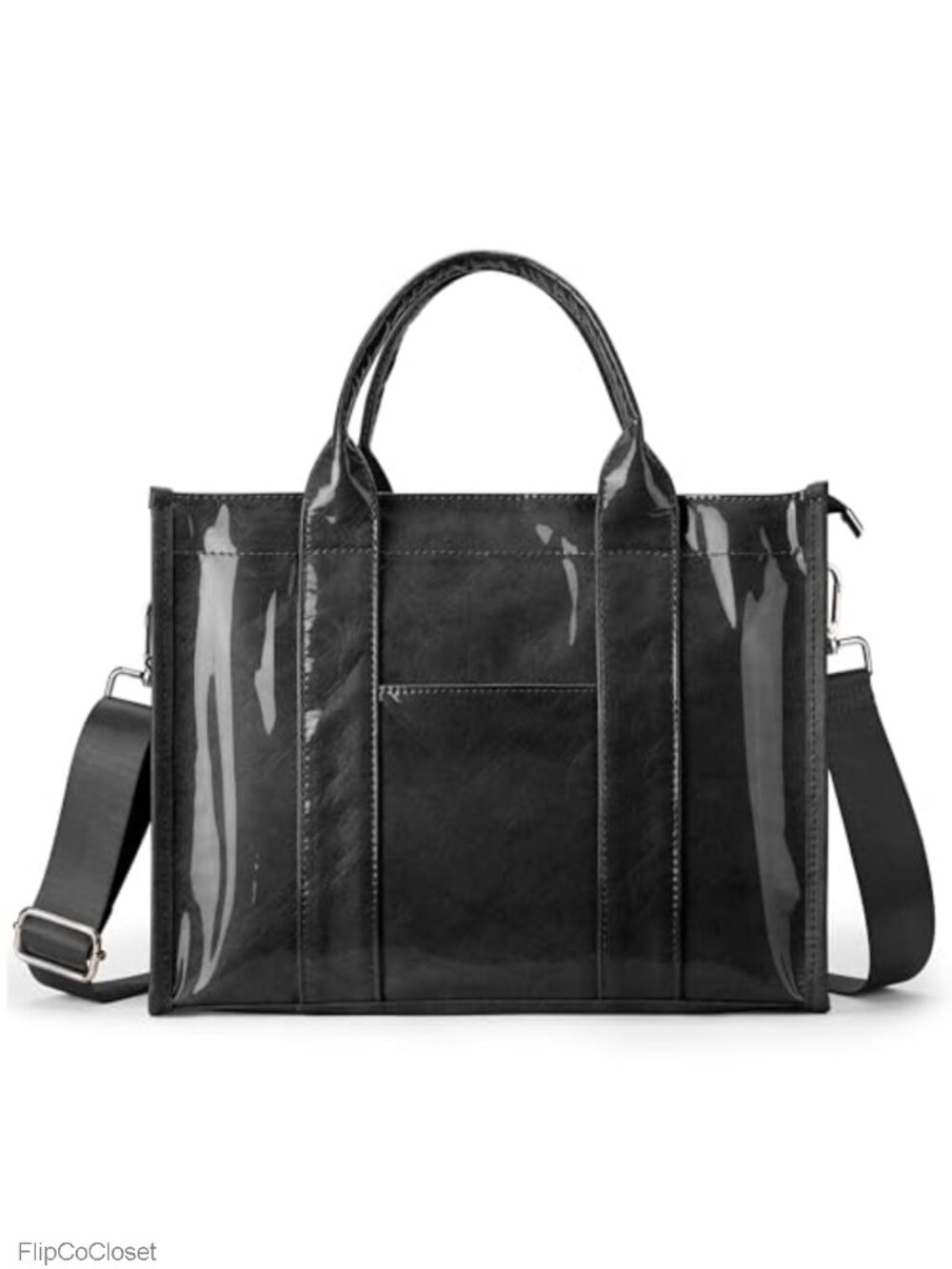 PVC Tote Bag Women Kraft Paper Large Purse Zipper Shoulder Crossbody